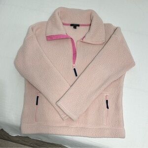 J. Crew Pink 1/4 quarter zip Fleece Pullover